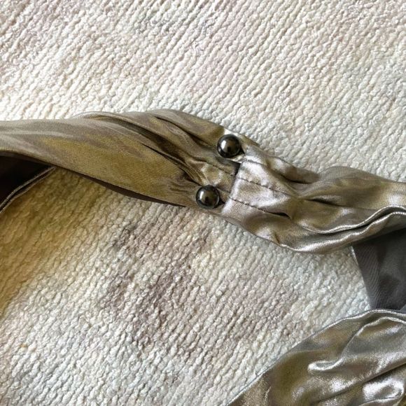 Nicole Miller God Label Slinky Gold Metallic Designer Halter Top NEW - Picture 11 of 14